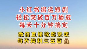 小红书搬运热门短剧,轻松爆流百万播放,每天引流几十人,搞个大几百块真的很简单-知乎者也