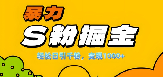 单人单机日引千粉,变现1k+,S粉流量掘金计划攻略【揭秘】-知乎者也