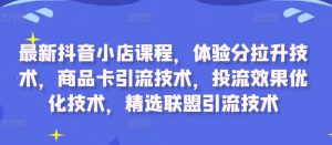 最新抖音小店课程,体验分拉升技术,商品卡引流技术,投流效果优化技术,精选联盟引流技术-知乎者也