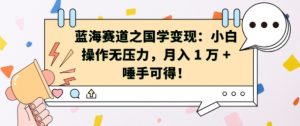 蓝海赛道之国学变现:小白操作无压力,月入 1 W + 唾手可得【揭秘】-知乎者也