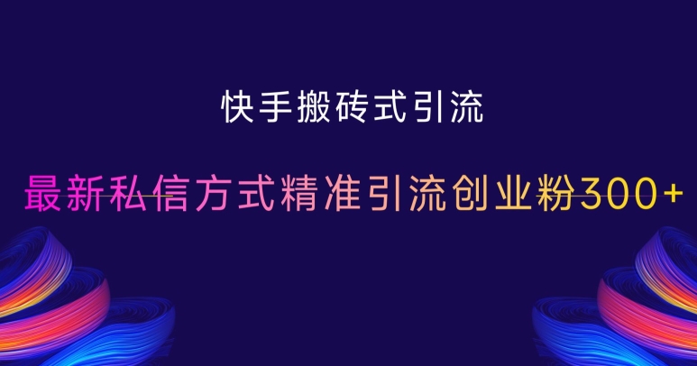 快手搬砖式引流,最新私信方式精准引流创业粉300+-知乎者也