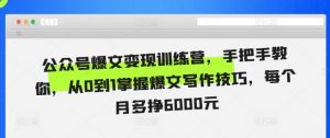 公众号爆文变现训练营,手把手教你,从0到1掌握爆文写作技巧,每个月多挣6000元-知乎者也