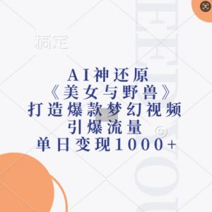 AI神还原《美女与野兽》,打造爆款梦幻视频,引爆流量,单日变现1k-知乎者也