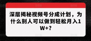 深层揭秘视频号分成计划,为什么别人可以做到轻松月入1W+?-知乎者也