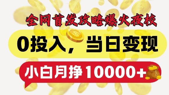 全网首发爆火夜校,0投入,当日变现,小白轻松月入1w+【揭秘】-知乎者也