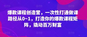 爆款课程创造营,一次性打通做课路径从0~1,打造你的爆款课程矩阵,撬动百万财富-知乎者也