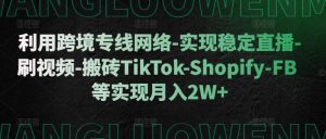 利用跨境专线网络-实现稳定直播-刷视频-搬砖TikTok-Shopify-FB等实现月入2W+【揭秘】-知乎者也