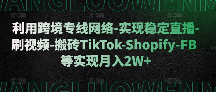 利用跨境专线网络-实现稳定直播-刷视频-搬砖TikTok-Shopify-FB等实现月入2W+【揭秘】-知乎者也
