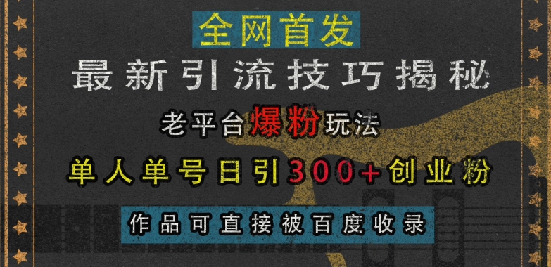 最新引流技巧揭秘,老平台爆粉玩法,单人单号日引300+创业粉,作品可直接被百度收录-知乎者也