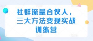 社群流量合伙人,三大方法变现实战训练营-知乎者也