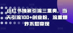 小红书独家引流三重奏，当天引流100+创业粉，流量爆炸不愁变现【揭秘】-知乎者也