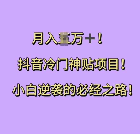 抖音冷门神贴项目，小白逆袭的必经之路，月入过W【揭秘】-知乎者也