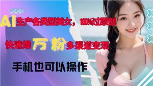 AI生产各类型美女,100%过原创,快速爆万粉,多渠道变现,新手可做-知乎者也