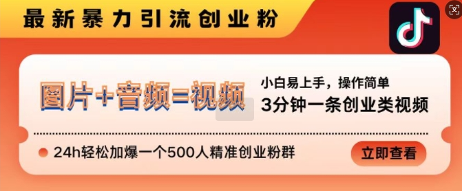 抖音最新暴力引流创业粉，3分钟一条创业类视频，24h轻松加爆一个500人精准创业粉群【揭秘】-知乎者也