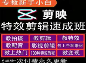 剪映特效教程和运营变现教程,特效剪辑速成班,专教新手小白-知乎者也