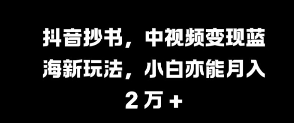 抖音抄书，中视频变现蓝海新玩法，小白亦能月入 过W【揭秘】-知乎者也