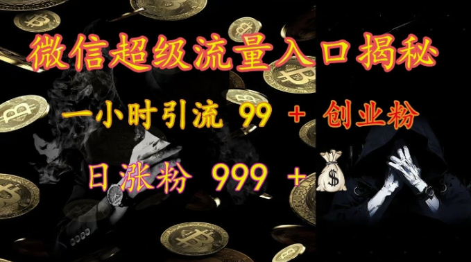 微信超级流量入口揭秘:一小时引流 99 + 创业粉,日涨粉 999 +-知乎者也