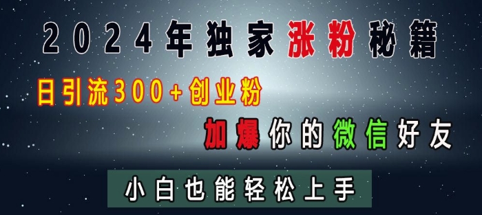 2024年独家涨粉秘籍,日引流300+创业粉,加爆你的微信好友,小白也能轻松上手-知乎者也