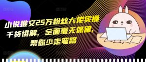 小说推文25万粉丝大佬实操干货讲解，全面毫无保留，帮你少走弯路-知乎者也