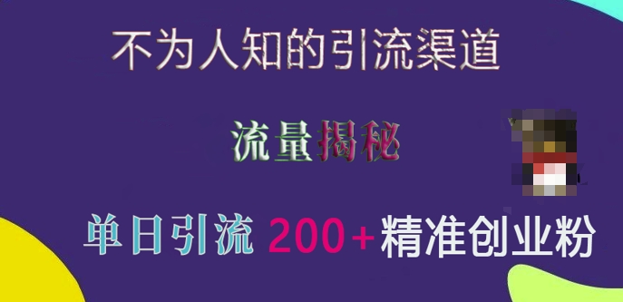 不为人知的引流渠道,流量揭秘,实测单日引流200+精准创业粉【揭秘】-知乎者也