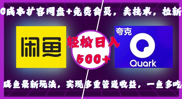 0成本扩容网盘+免费会员,卖技术,拉新,咸鱼最新玩法,实现多重管道收益,一鱼多吃,轻松日入500+-知乎者也