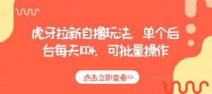 虎牙拉新自撸玩法,单个后台每天100+,可批量操作-知乎者也