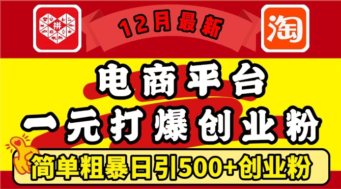 12月最新:电商平台1元打爆创业粉,简单粗暴日引500+精准创业粉,轻松月入过W【揭秘】-知乎者也