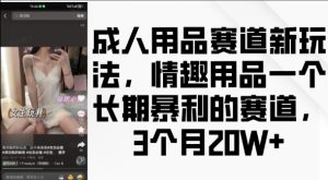 成人用品赛道新玩法，情趣用品一个长期暴利的赛道，3个月收益20个【揭秘】-知乎者也