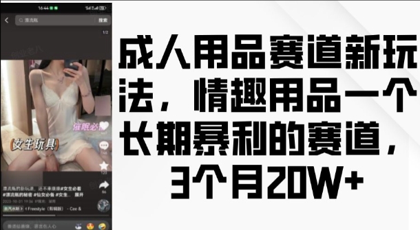 成人用品赛道新玩法,情趣用品一个长期暴利的赛道,3个月收益20个【揭秘】-知乎者也