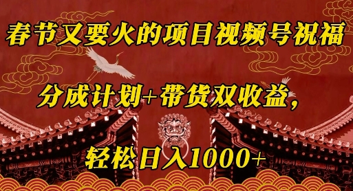 春节又要火的项目视频号祝福,分成计划+带货双收益,轻松日入几张【揭秘】-知乎者也