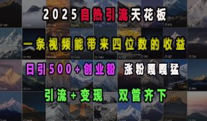 2025自热引流天花板,一条视频能带来四位数的收益,引流+变现双管齐下,日引500+创业粉,涨粉嘎嘎猛-知乎者也