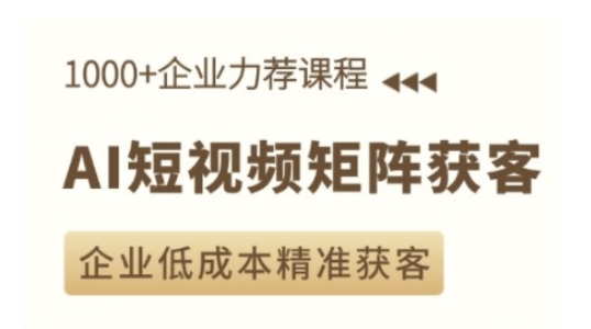 AI短视频矩阵获客实操课,企业低成本精准获客-知乎者也