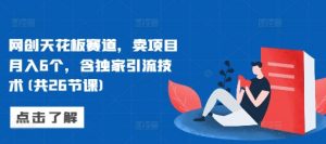 网创天花板赛道,卖项目月入6个,含独家引流技术(共26节课)-知乎者也