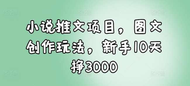 小说推文项目,图文创作玩法,新手10天挣3000-知乎者也