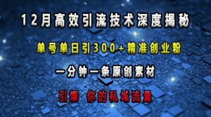 最新高效引流技术深度揭秘 ，单号单日引300+精准创业粉，一分钟一条原创素材，引爆你的私域流量-知乎者也