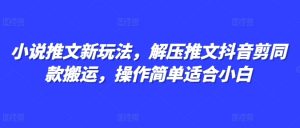小说推文新玩法，解压推文抖音剪同款搬运，操作简单适合小白-知乎者也
