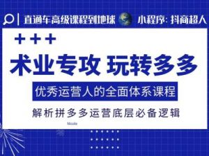 术业专攻玩转多多,优秀运营人的全面体系课程,解析拼多多运营底层必备逻辑-知乎者也