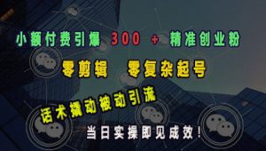 小额付费引爆 300 + 精准创业粉,零剪辑、零复杂起号,话术撬动被动引流,当日实操即见成效-知乎者也