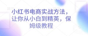 小红书电商实战方法,让你从小白到精英,保姆级教程-知乎者也