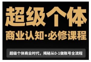 超级个体商业认知觉醒视频课,商业认知·必修课程揭秘从0-1账号全流程-知乎者也