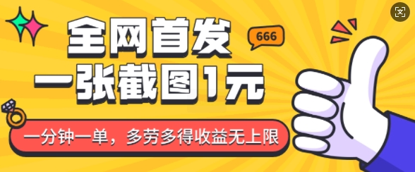 全网首发,一张截图1块钱,一分钟一单,多劳多得,收益无上限-知乎者也