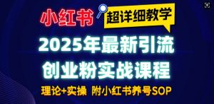 2025年最新小红书引流创业粉实战课程【超详细教学】小白轻松上手,月入1W+,附小红书养号SOP-知乎者也