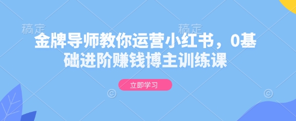 金牌导师教你运营小红书,0基础进阶赚钱博主训练课-知乎者也