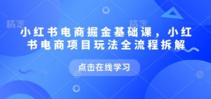 小红书电商掘金课,小红书电商项目玩法全流程拆解-知乎者也