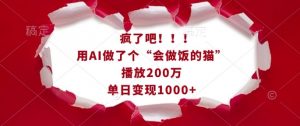疯了吧！用AI做了个“会做饭的猫”，播放200万，单日变现1k-知乎者也
