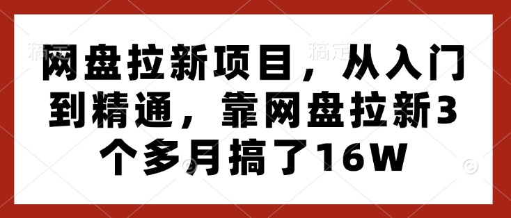 网盘拉新项目,从入门到精通,靠网盘拉新3个多月搞了16W-知乎者也