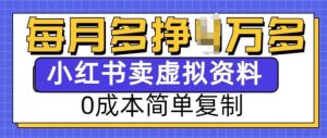 小红书虚拟资料项目,0成本简单复制,每个月多挣1W【揭秘】-知乎者也