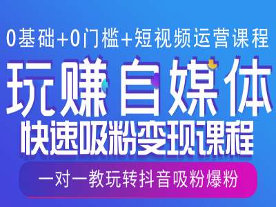 0基础+0门槛+短视频运营课程,玩赚自媒体快速吸粉变现课程,一对一教玩转抖音吸粉爆粉-知乎者也