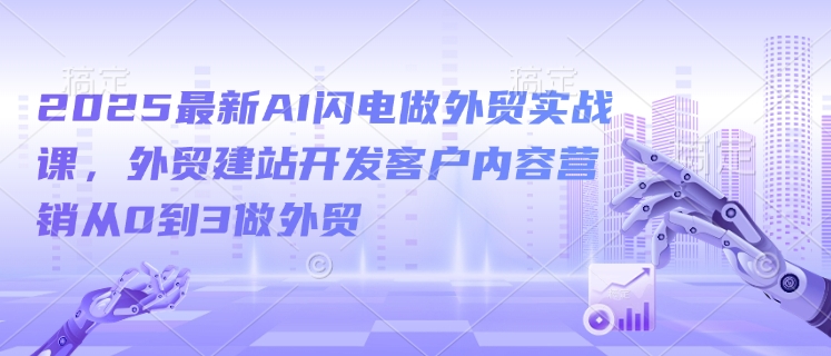 2025最新AI闪电做外贸实战课,外贸建站开发客户内容营销从0到3做外贸-知乎者也