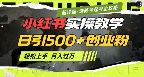 2月小红书最新日引500+创业粉实操教学【超详细】小白轻松上手，月入1W+，附小红书养号起号SOP-知乎者也